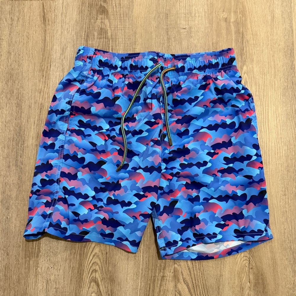 Bugatchi Blue and Pink Swim Shorts